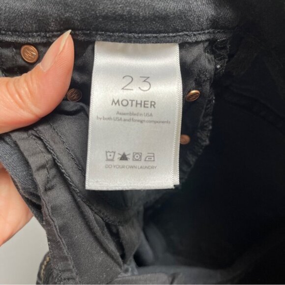 Mother The Insider Crop Step Fray Black Denim Jeans Sz 23 - Picture 11 of 16